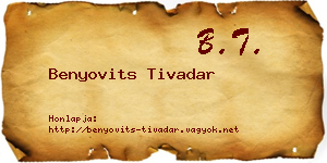 Benyovits Tivadar névjegykártya
