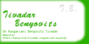 tivadar benyovits business card